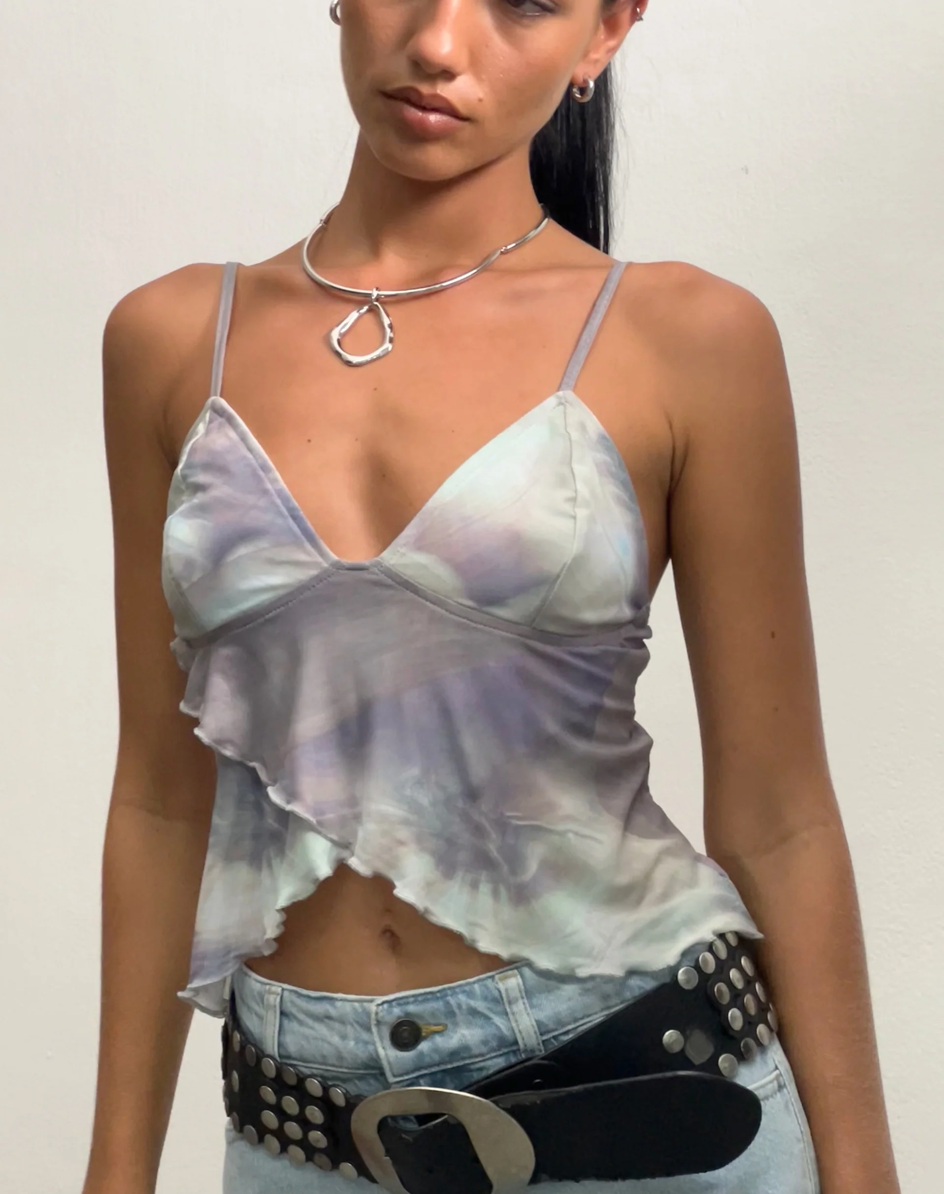 Cojira Mesh Butterfly Top in Printed Pearly Shell - Image 5