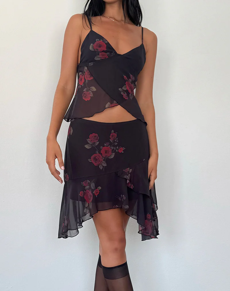 Cojira Mesh Butterfly Top in Vintage Roses Black - Image 4