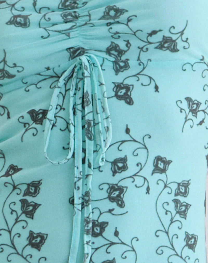 Collete Midi Dress in Winding Ivy Blue - Image 5