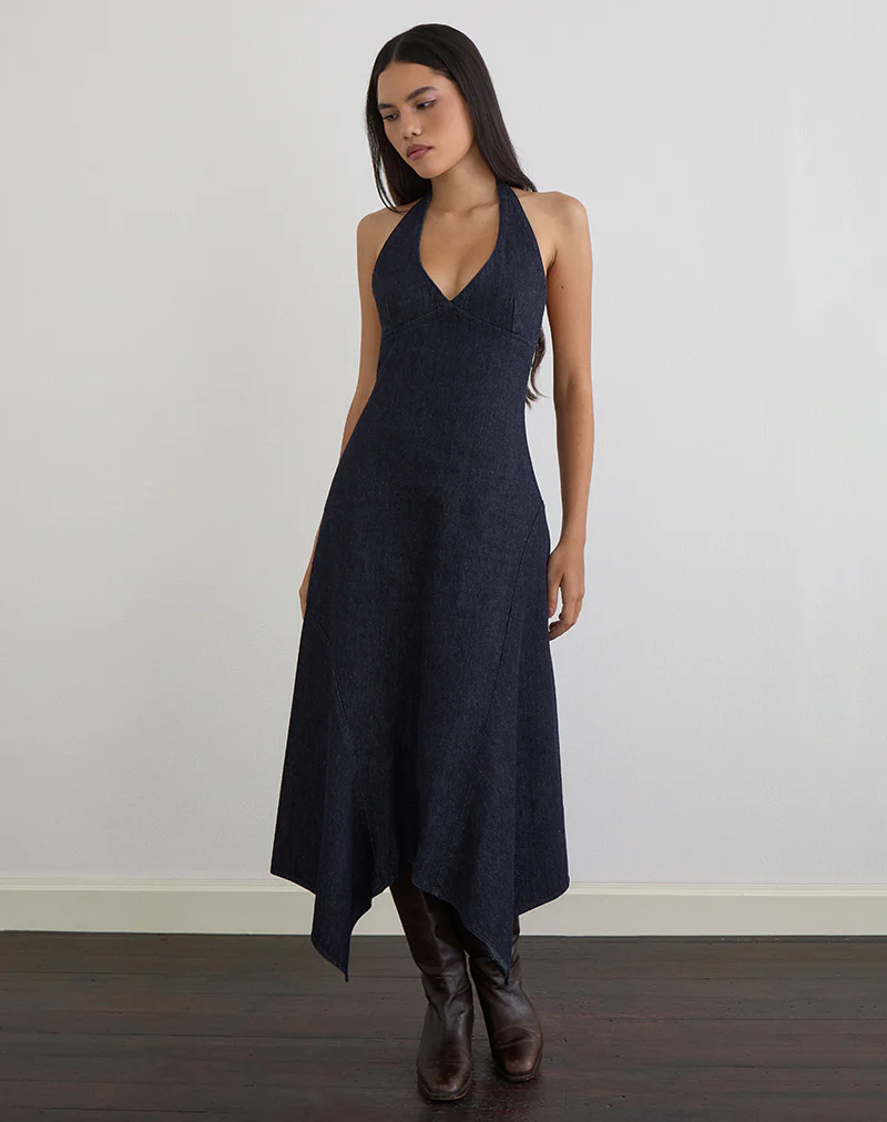 Comari Midi Dress in Chambray Indigo - Image 2