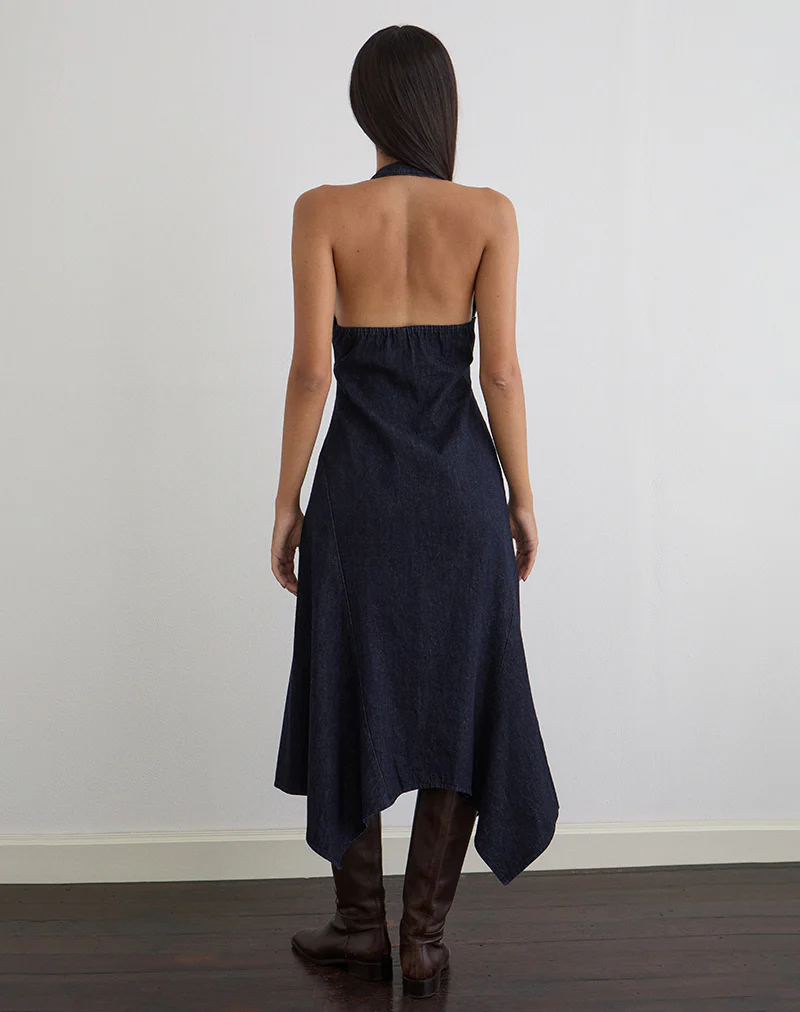 Comari Midi Dress in Chambray Indigo - Image 3