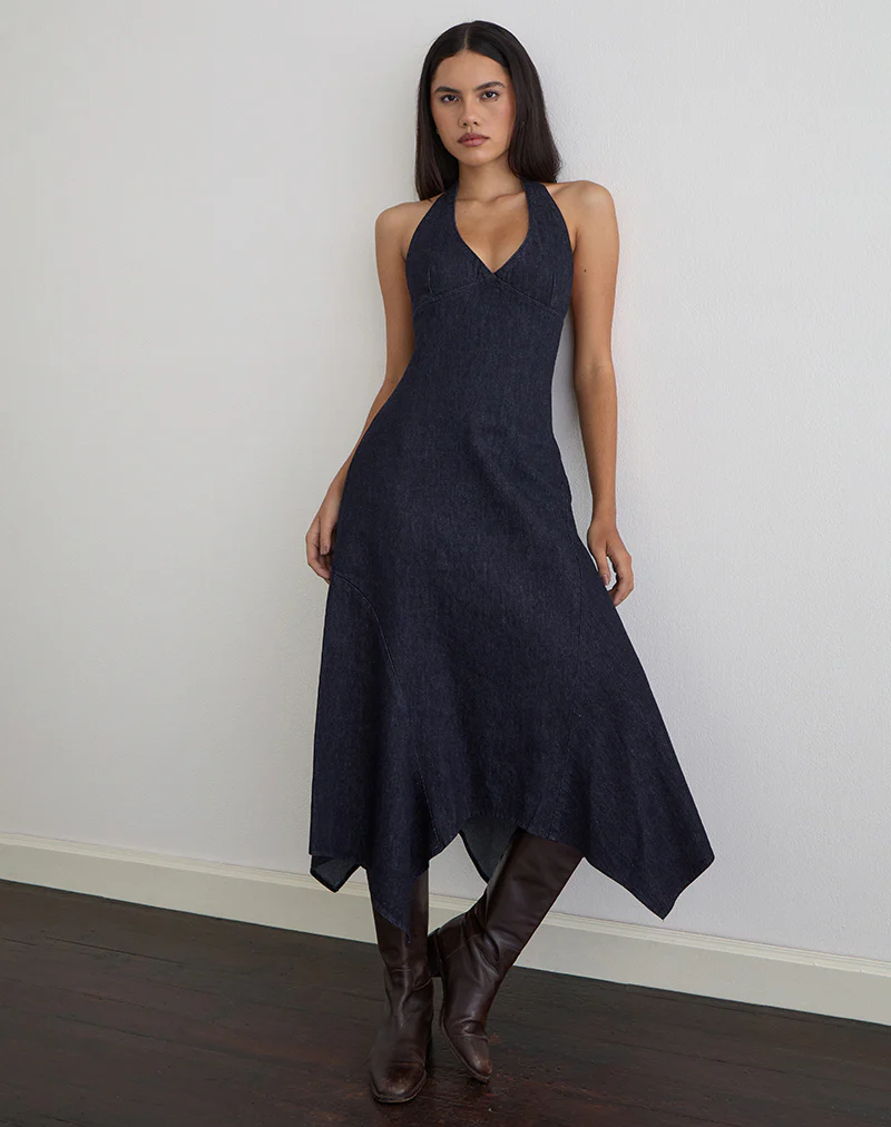 Comari Midi Dress in Chambray Indigo - Image 4