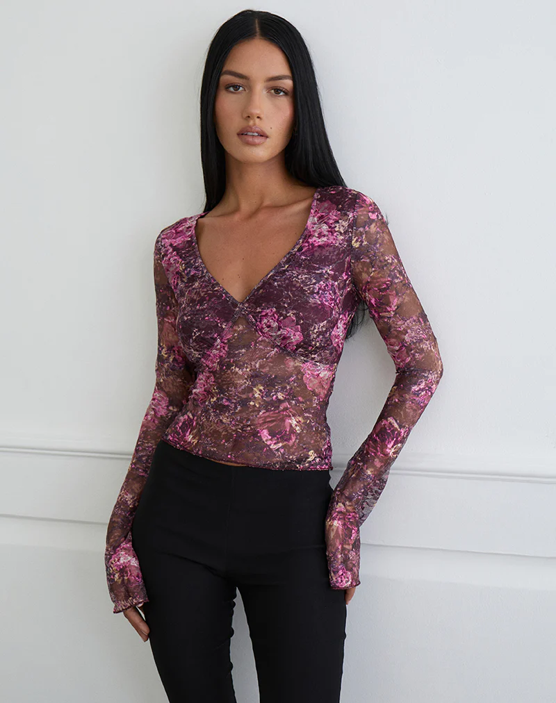 Copriva Top in Abstract Rose Pink and Plum