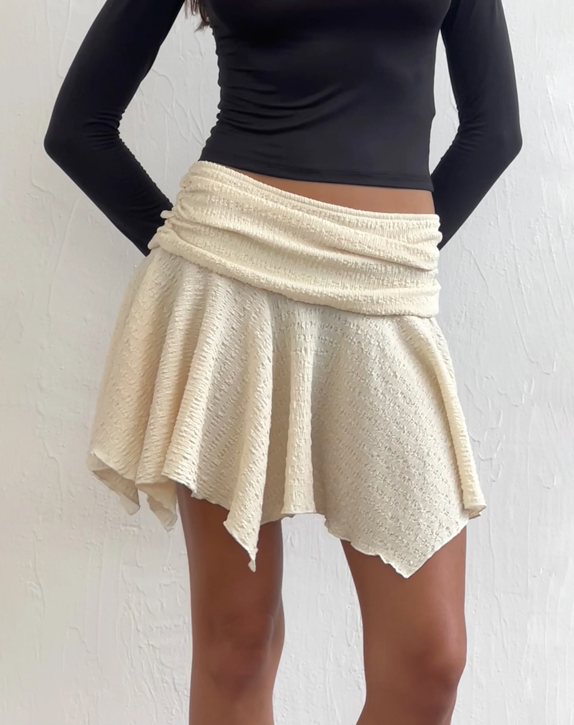 Cordelia Mini Skirt in Crinkle Ivory - Image 2