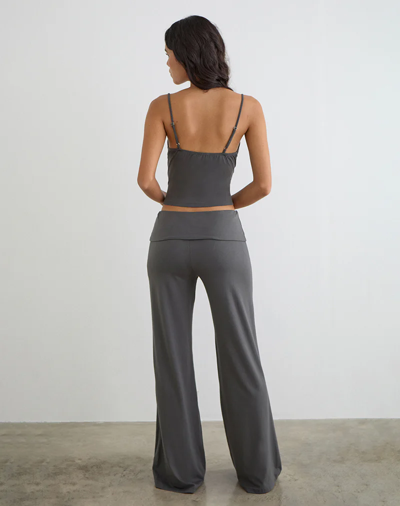 Coreta Foldover Trouser in Spiral Charcoal Grey - Image 5