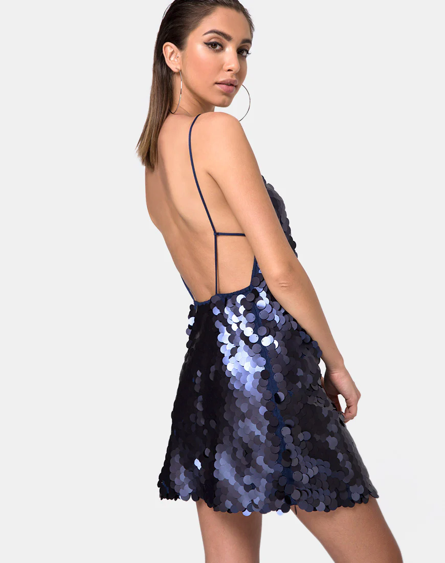 Corine Dress in Fishcale Sequin Midnight - Image 2