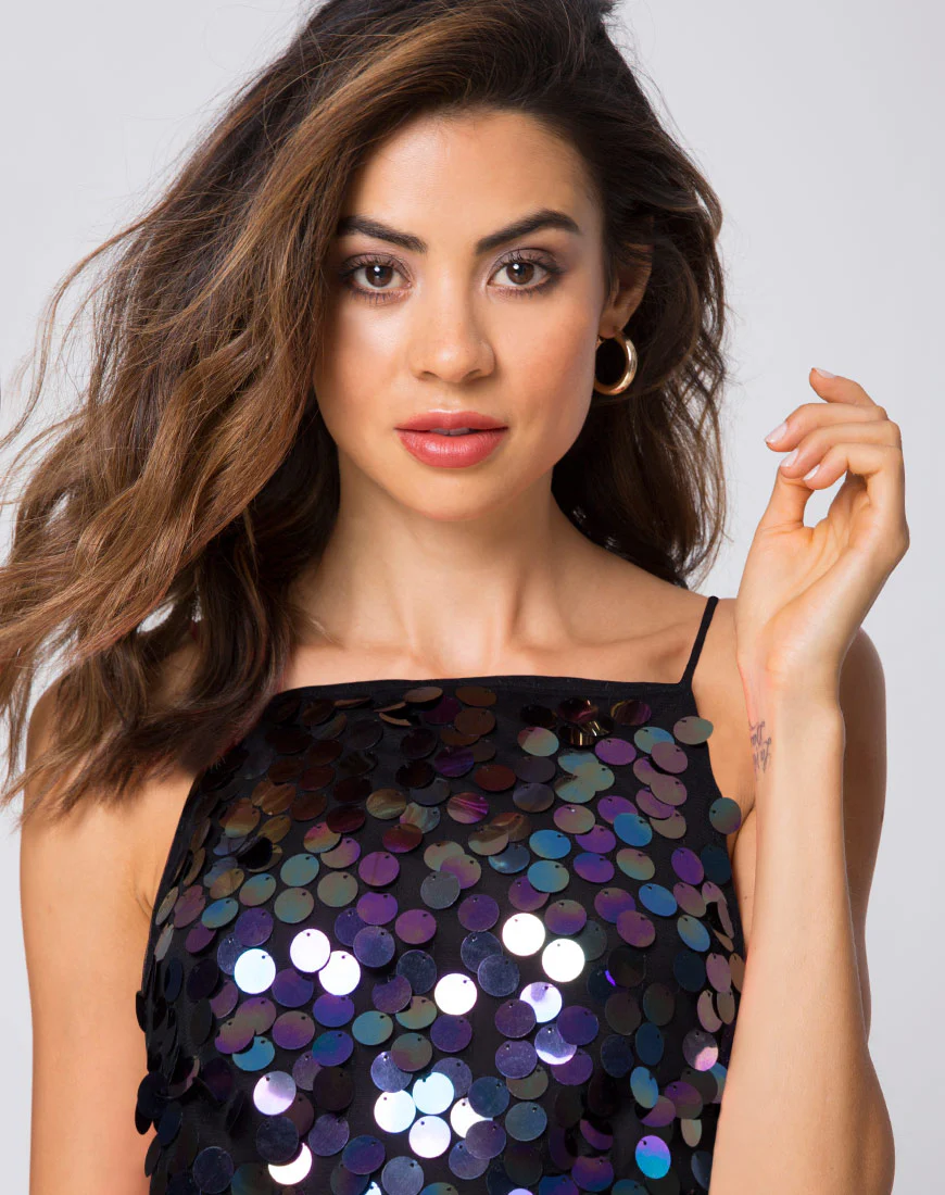 Corine Slip Dress in Black Opal - Image 4