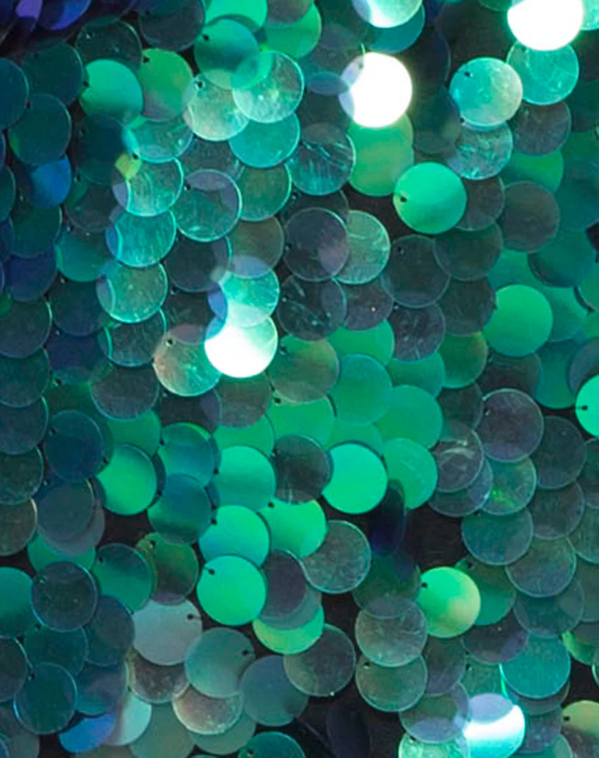 Corine Slip Dress in Fishcale Disc Sequin Aqua Iridescent - Image 5