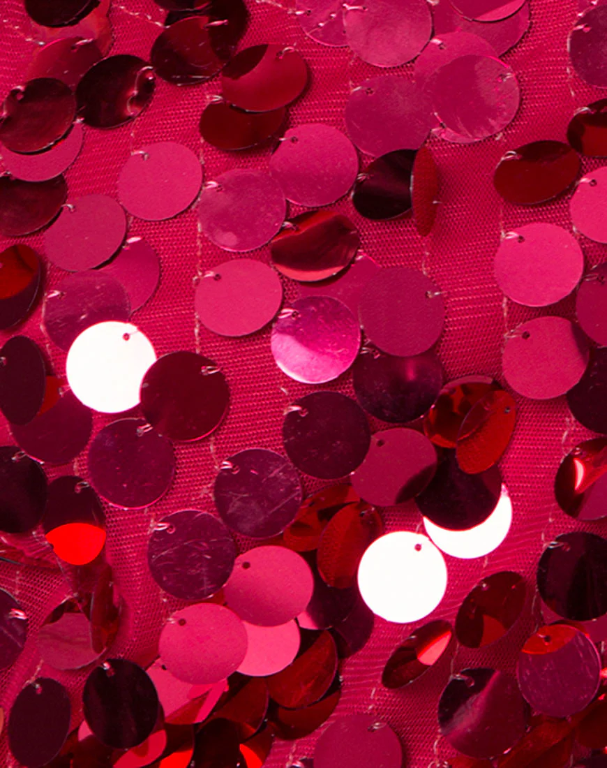 Corine Slip Dress in Red Cherry Disc Sequin - Image 5