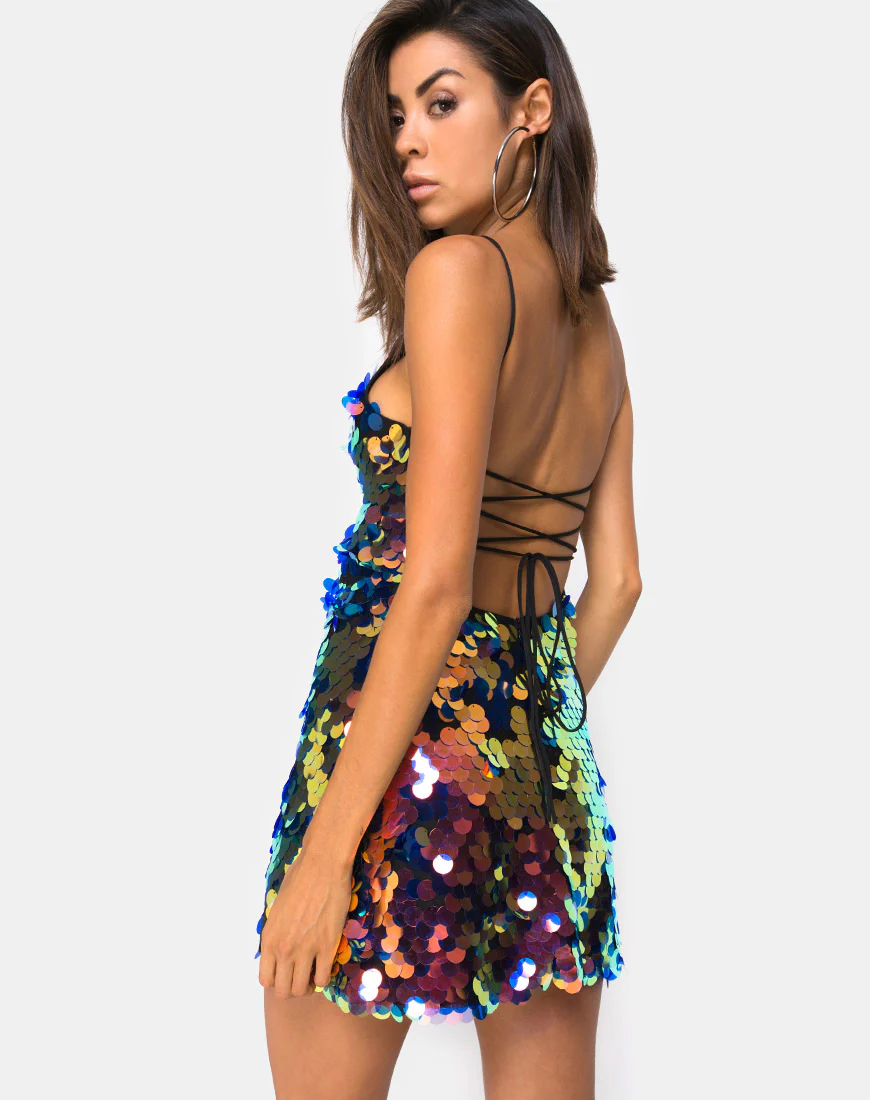 Corzoe Dress in Dragon Fruit Sequin - Image 2