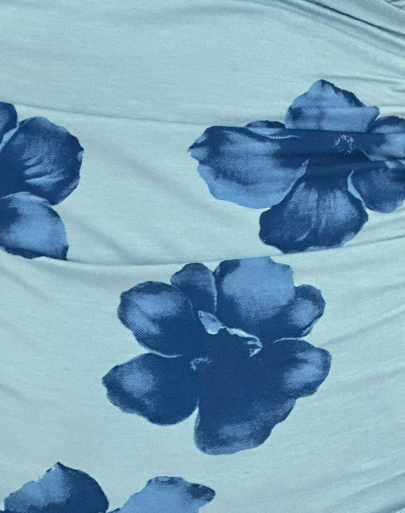 Cosimo Halterneck Top in Bold Floral Blue - Image 7