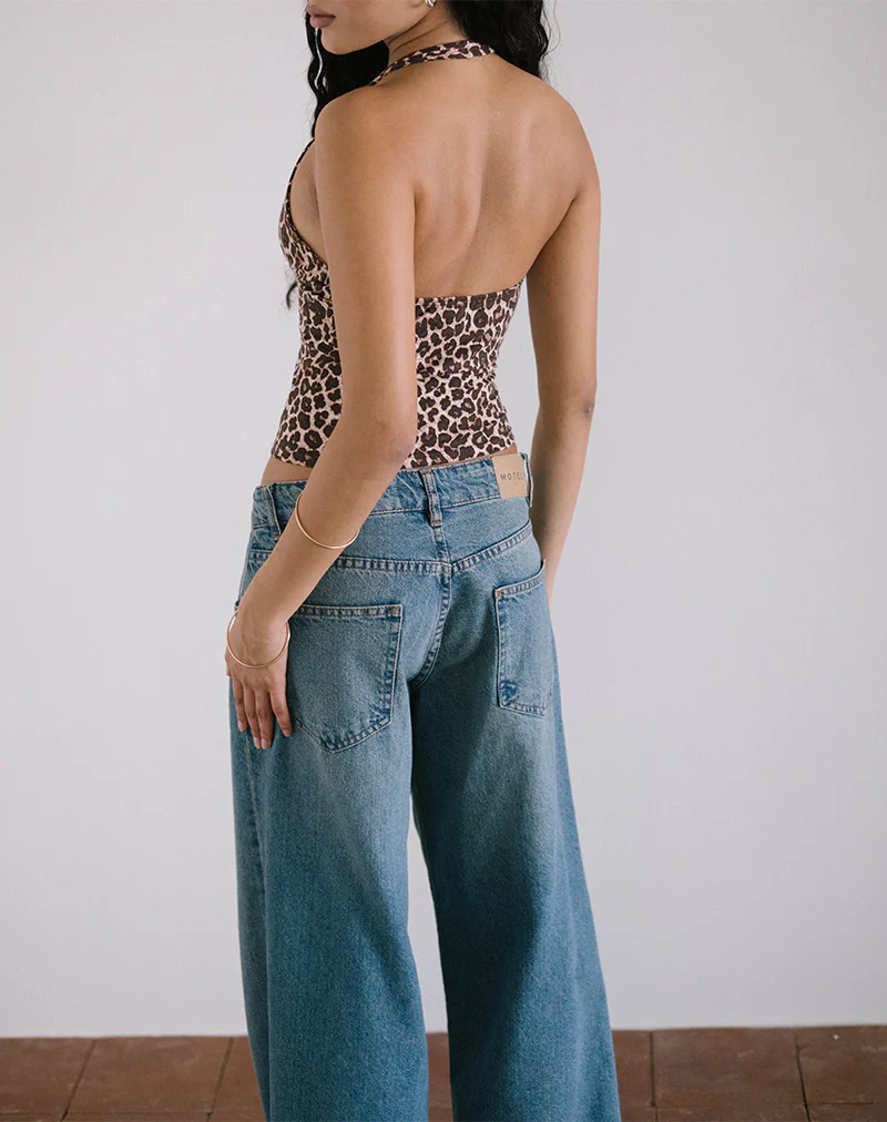 Cosimo Halterneck Top in Rar Leopard Sandstorm - Image 3