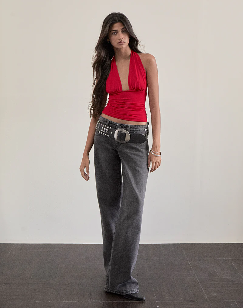 Cosimo Halterneck Top in Red - Image 5