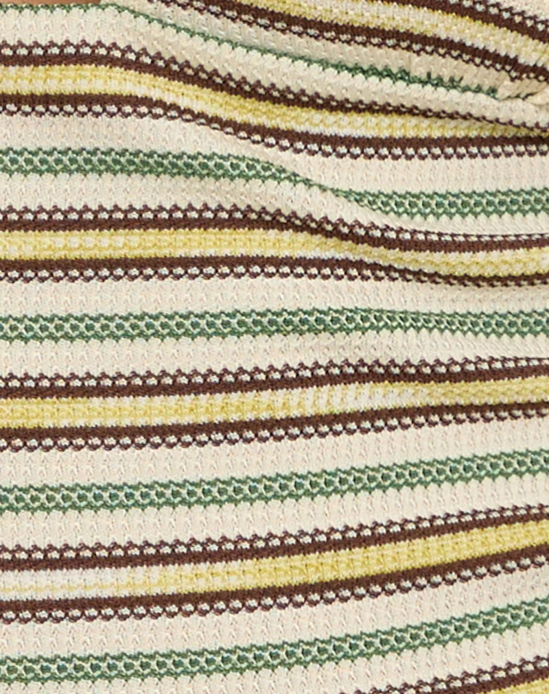 Cosimo Halterneck Top in Stripe Yellow and Green - Image 5