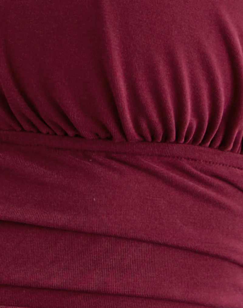 Cosimo Halterneck Top in Cupro Dark Red - Image 6