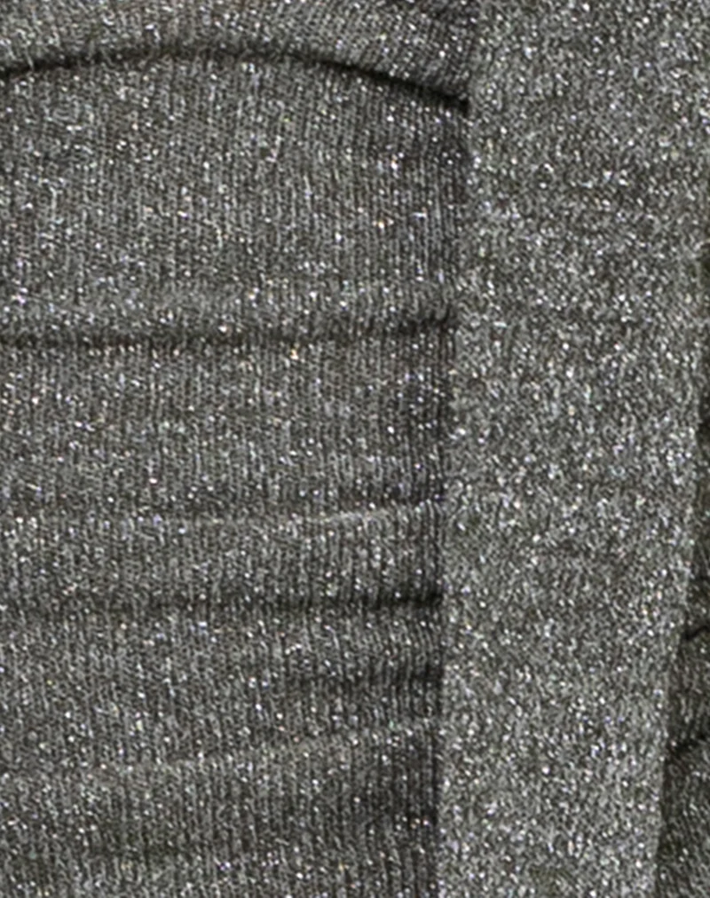 Cosimo Halter Neck Top with Scarf in Glitter Knit Khaki - Image 6