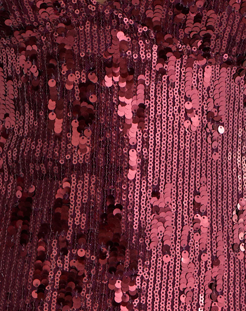 Cosio Halter Top in Mix Sequin Maroon - Image 6
