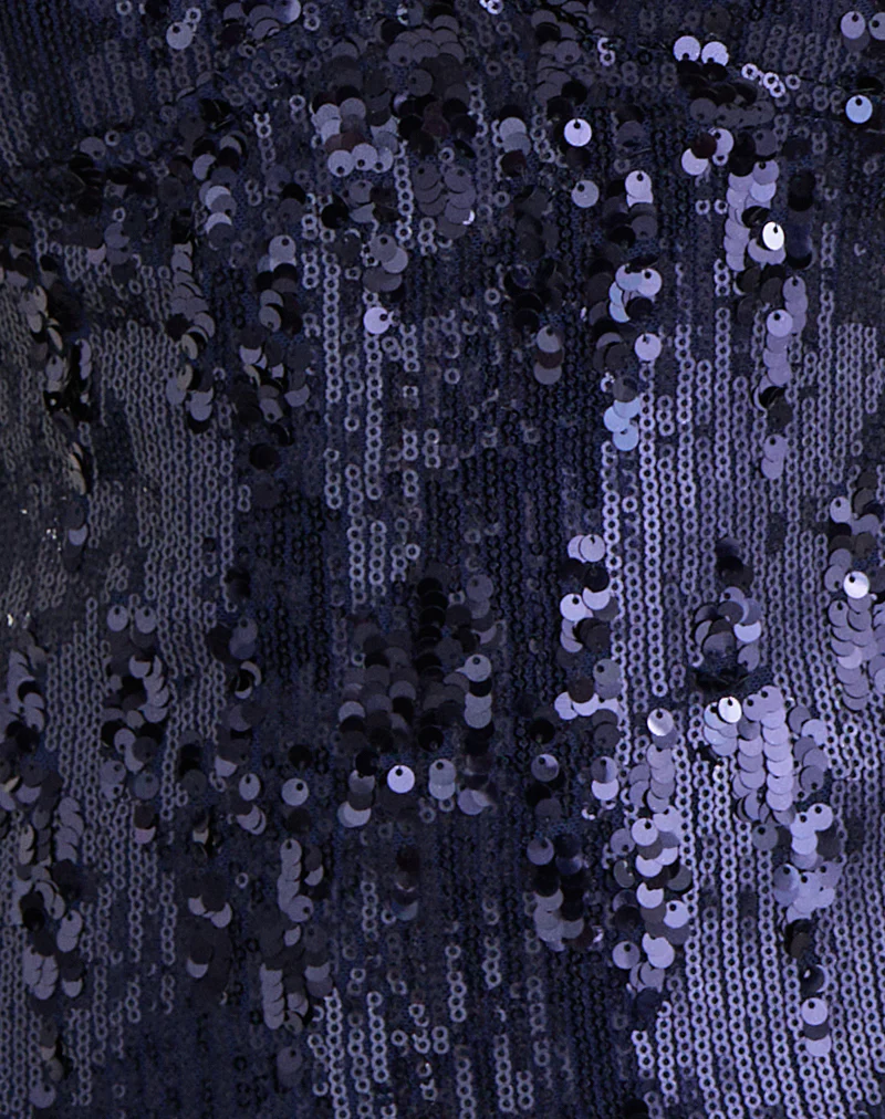 Cosio Halter Top in Mix Sequin Navy - Image 6