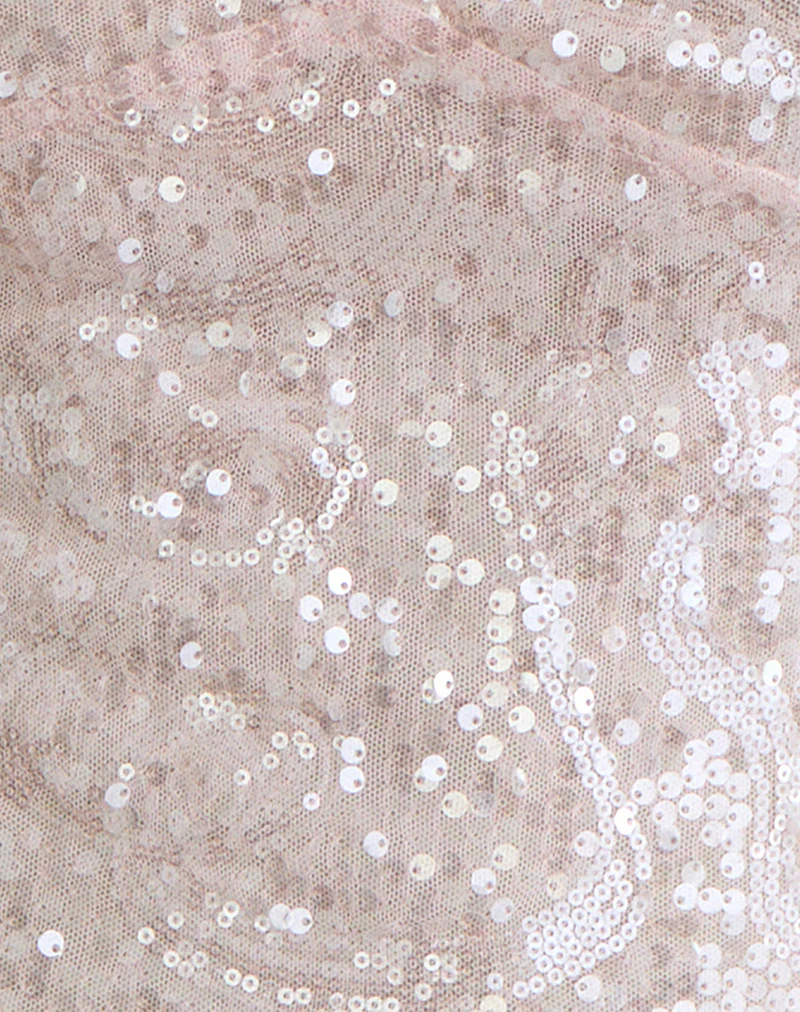 Cosio Halter Top in Sequin Baby Pink - Image 7