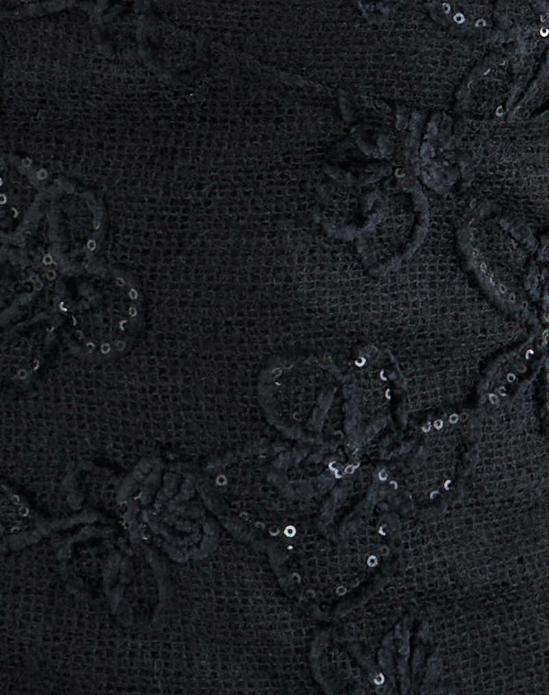Cosio Halter Top in Sequin Knit Black - Image 6