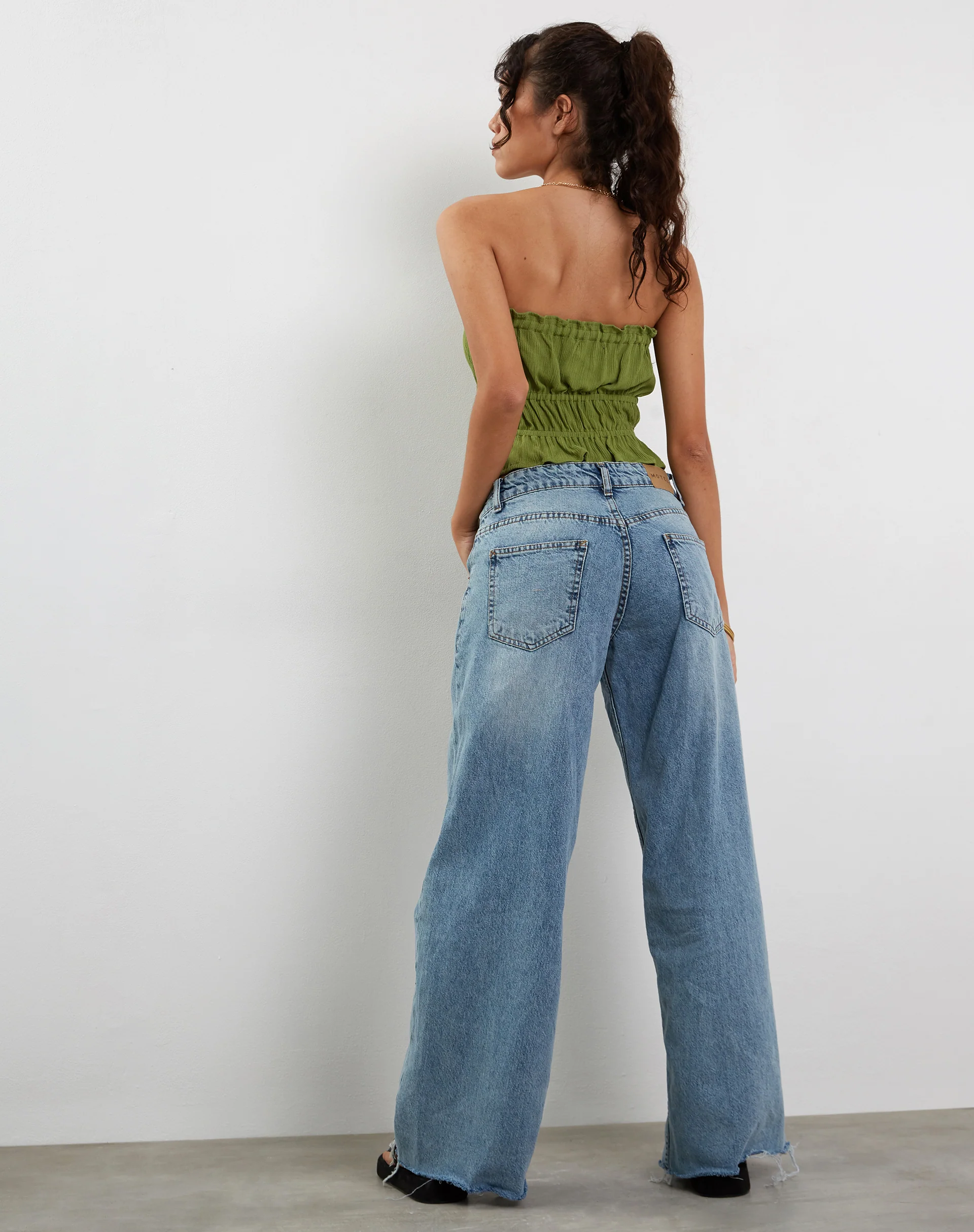 Cove Bandeau Top in Crinkle Green Sweet Pea - Image 5