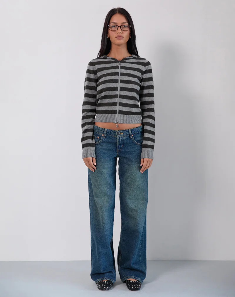 Cozyra Hooded Jacket in Stripe Grey - Image 3
