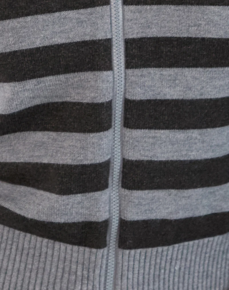 Cozyra Hooded Jacket in Stripe Grey - Image 6