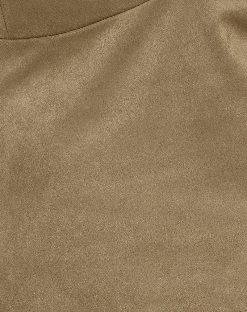 Cressa Top in Faux Suede Mushroom Grey - Image 6