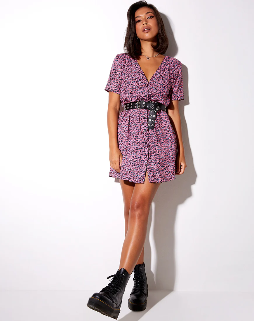 Crosena Swing Dress in Floral Fun Pink - Image 3