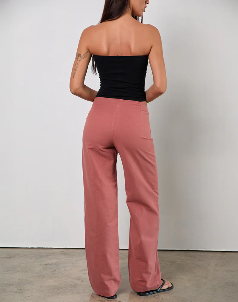 Cursa Trouser with Belt in Linen Tuscan Red - Image 5