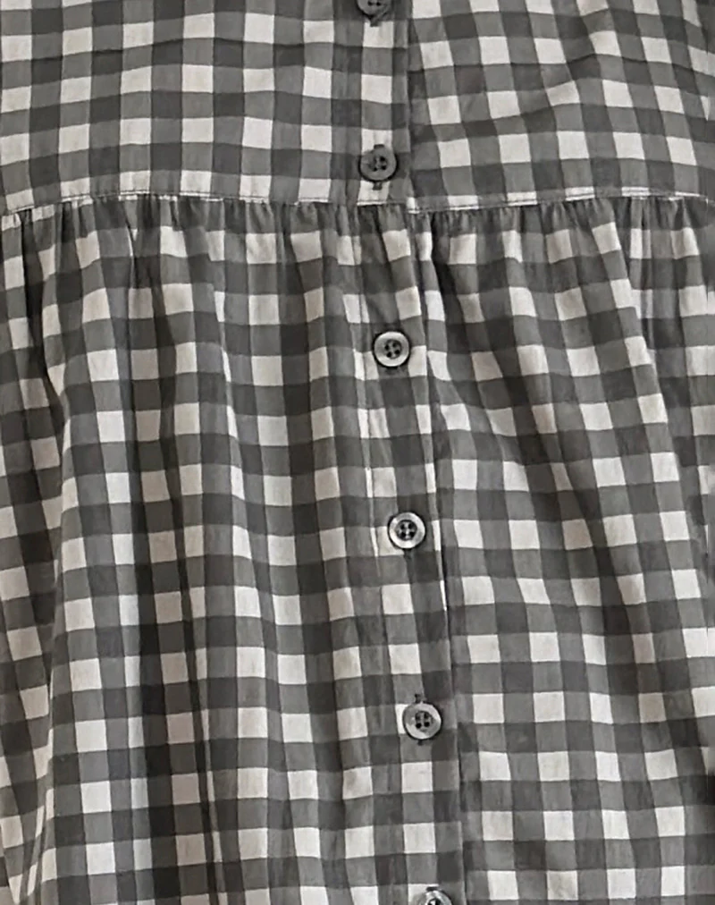 Cybera Mini Dress in Tonal Gingham Black and Grey - Image 6