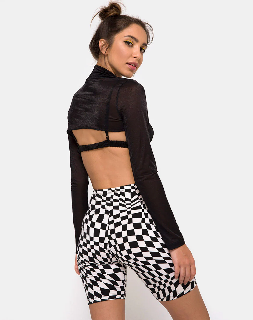 Cycle Short in Square Flag Black and White - Image 3