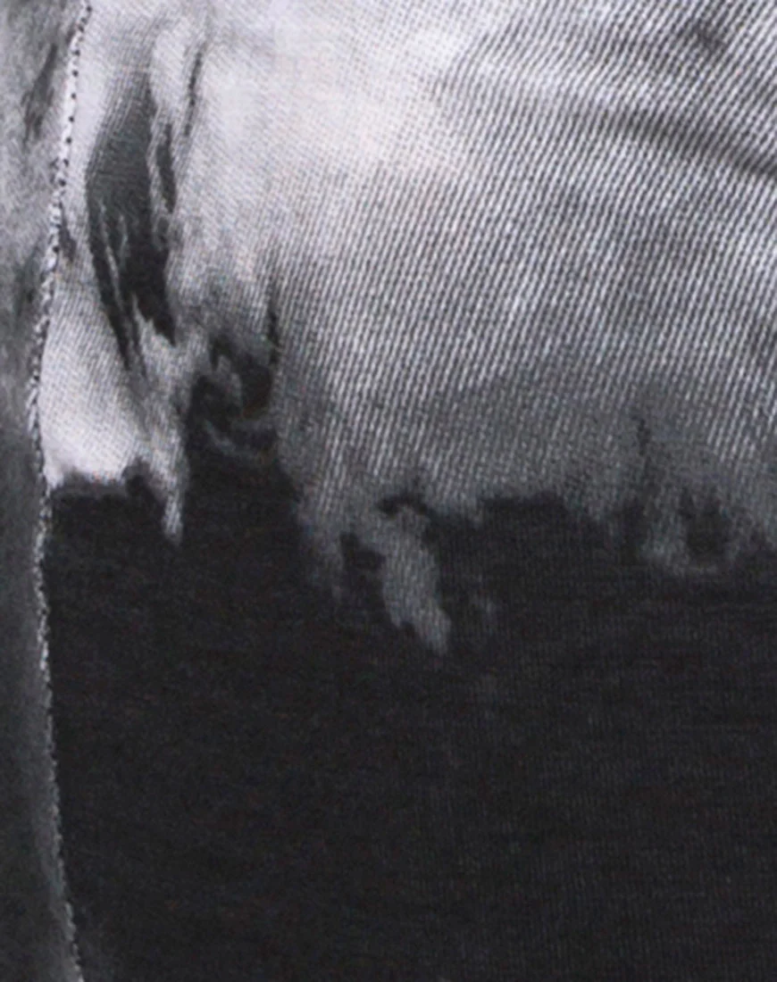 Cycle Short in Mono Tie Dye black and White - Image 5