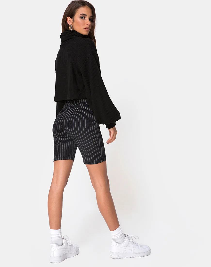 Cycle Short in Pinstripe Black - Image 2
