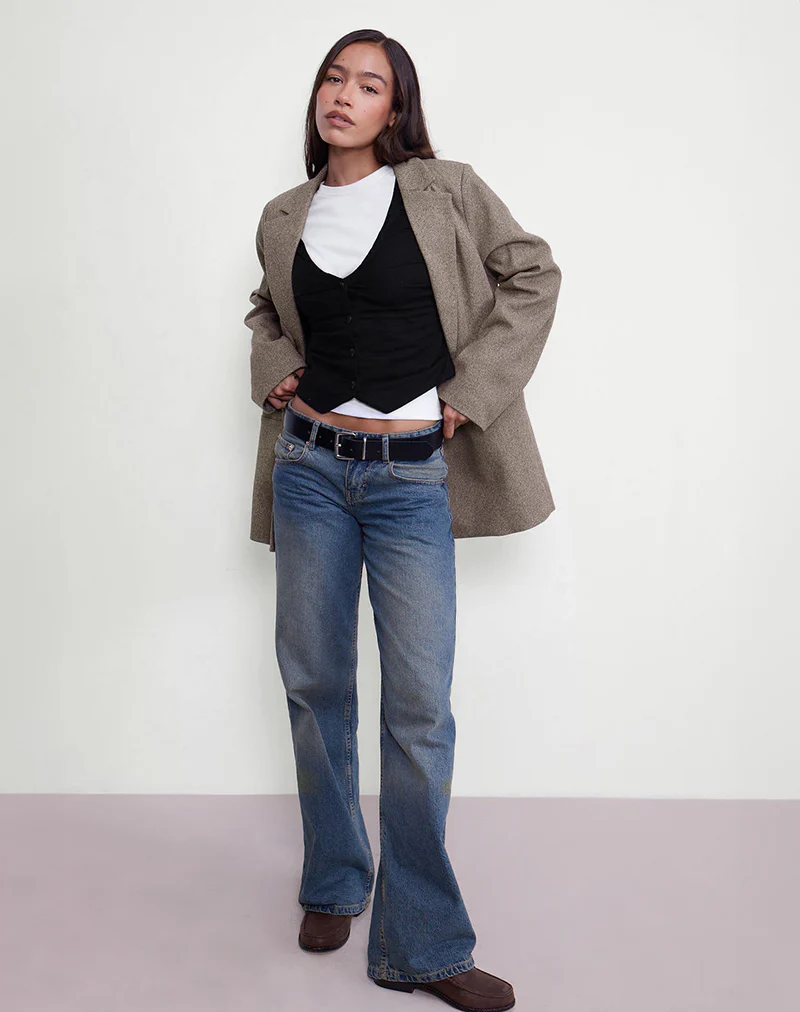 Cyna Button Through Vest Top in Black Linen - Image 2