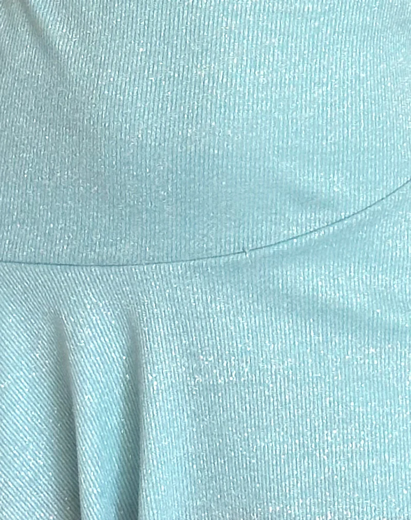 Cynthia Mini Dress in Shimmer Rib Light Blue - Image 6