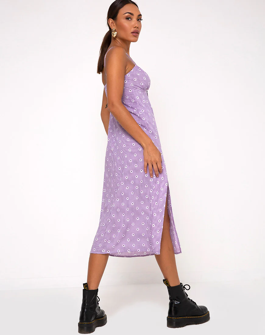 Cypress Midi Dress in Daisy Field Lavender - Image 4