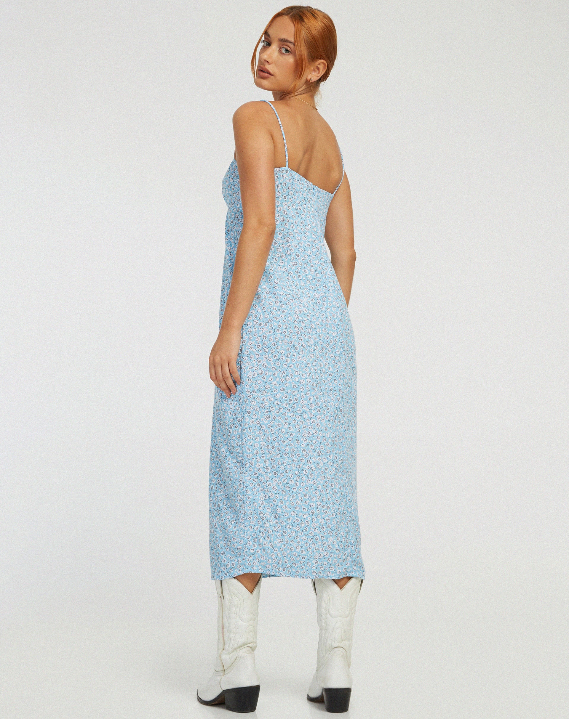 Cypress Midi Dress in Ditsy Rose Blue - Image 2