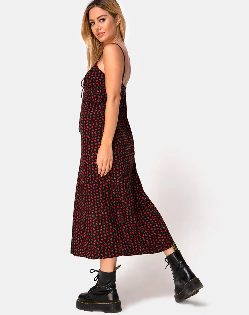 Cypress Midi Dress in Dotty Rose Red - Image 2
