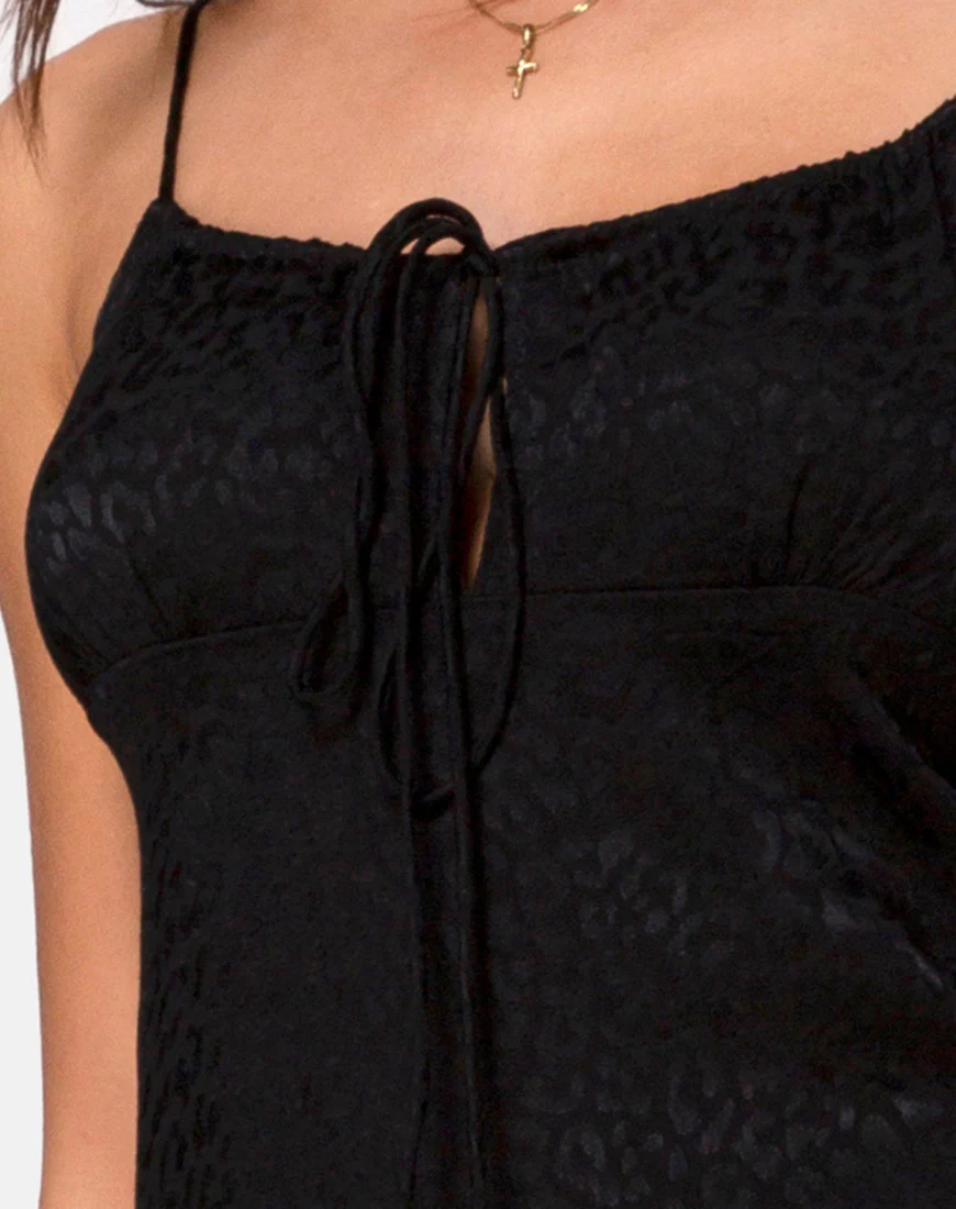 Cypress Midi Dress in Satin Cheetah Black - Image 5