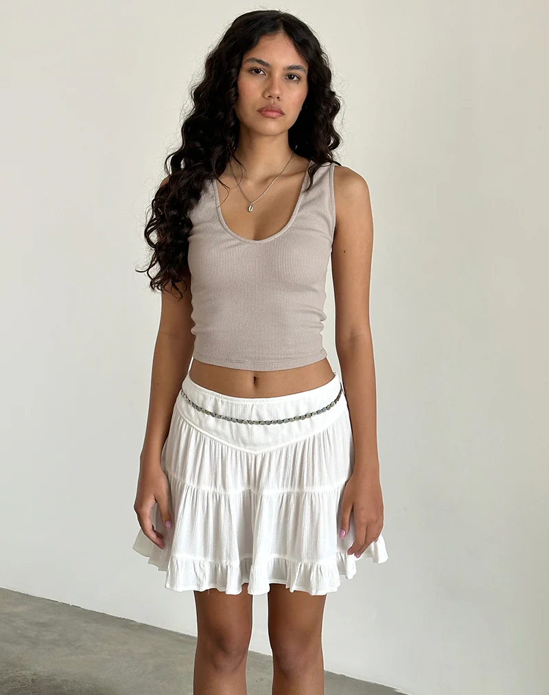 Dacita Mini Skirt in Crinkle Ivory - Image 5