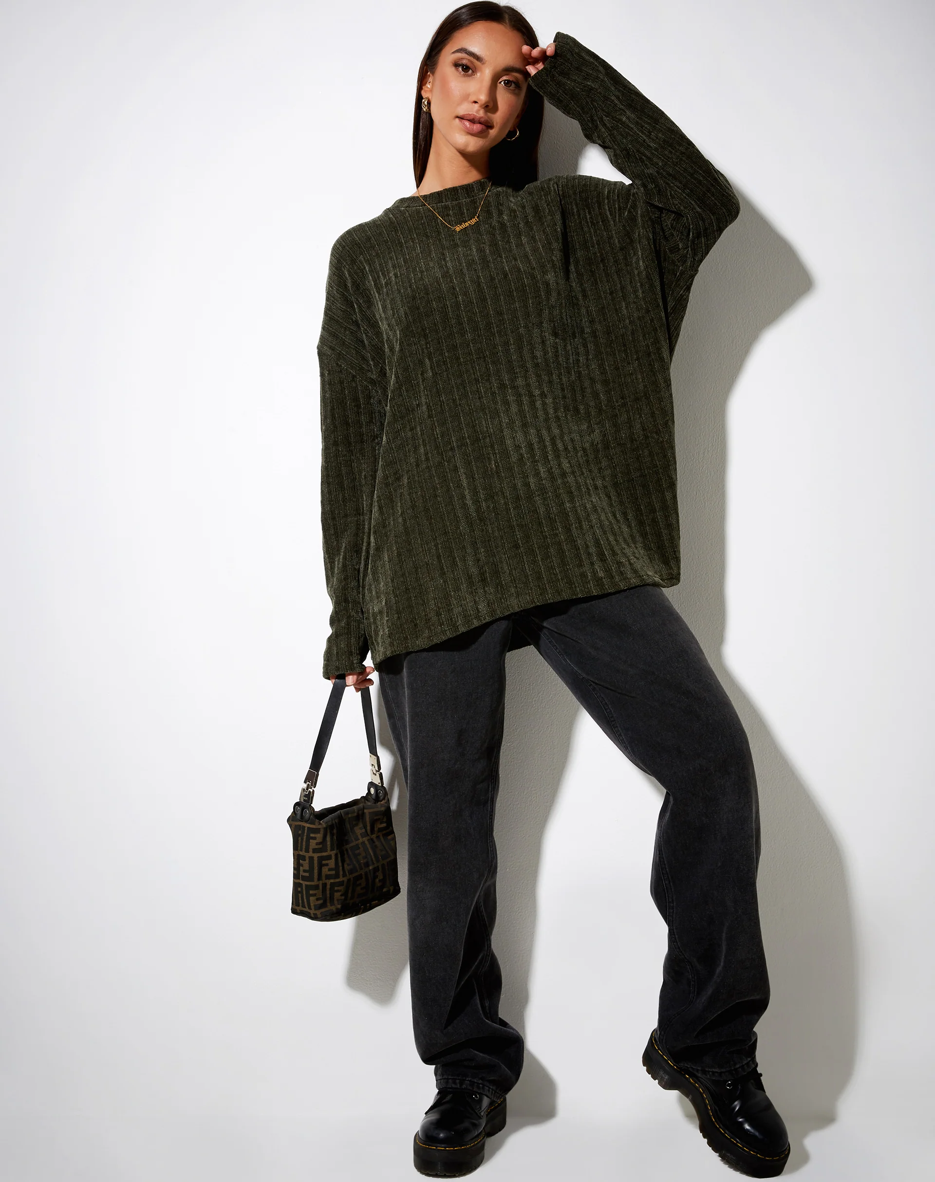 Dad Jumper in Chenille Khaki - Image 4