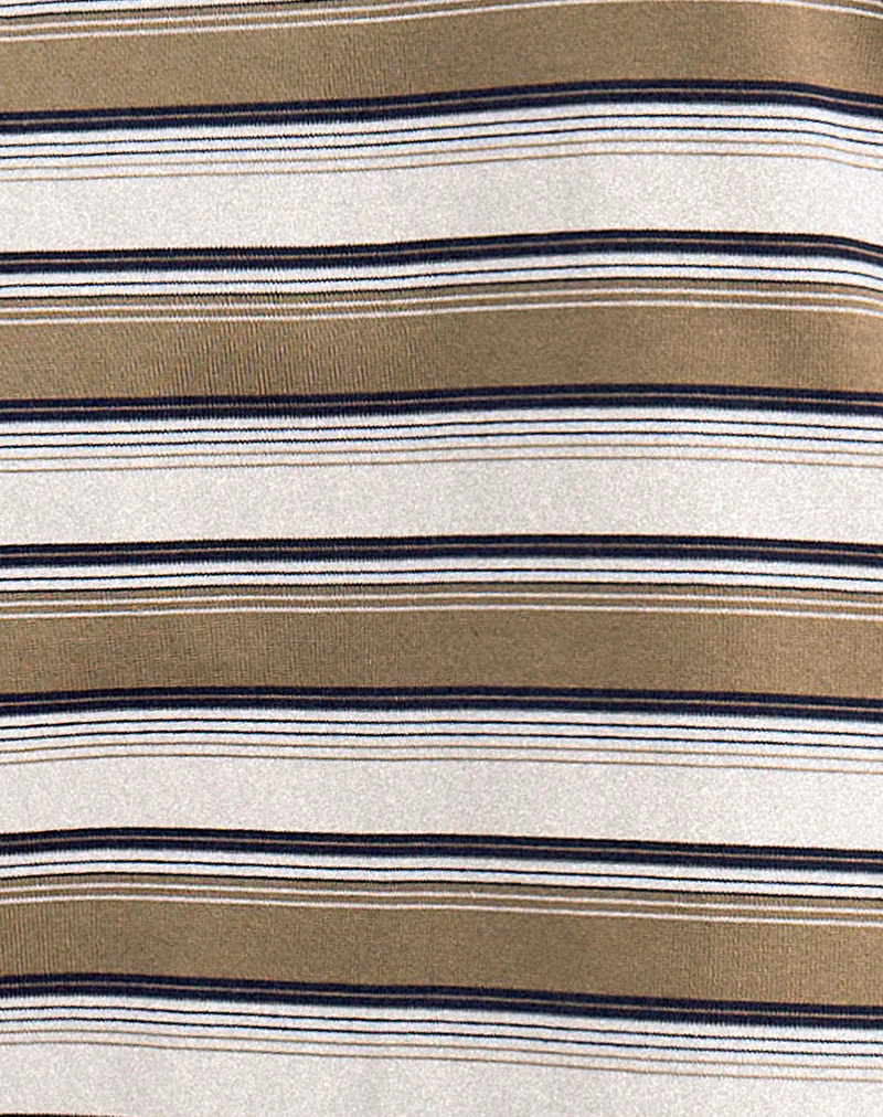 Dafika Long Sleeve Jersey Top in Brown and White Stripe - Image 6
