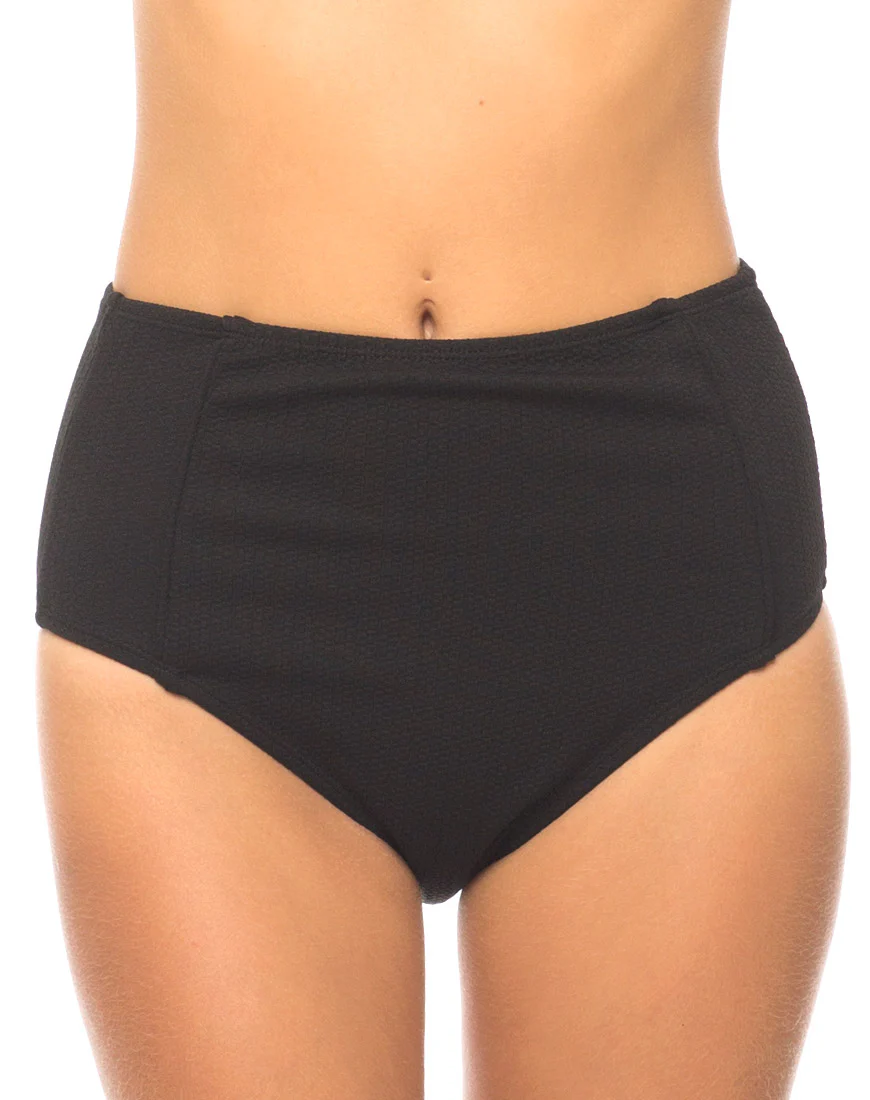 Daisy High Waisted Bikini Bottom in Black - Image 2