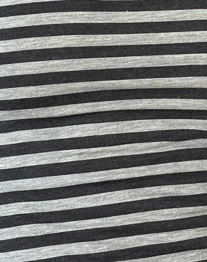 Dalene Asymmetric Long Sleeve Top in Grey and Black Stripe - Image 6