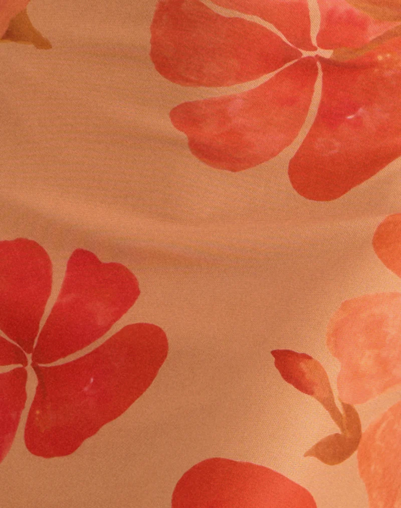 Dalesio Maxi Dress in Watercolour Hibiscus Orange - Image 6
