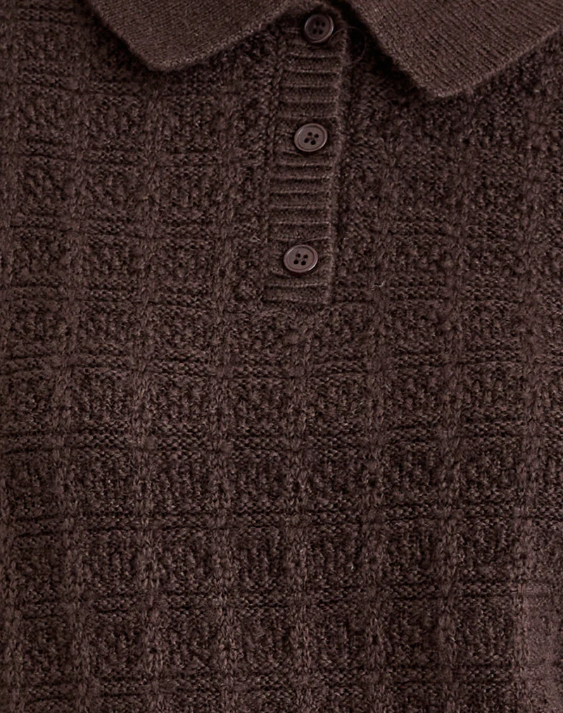 Dalina Knit Jumper in Check Brown - Image 6
