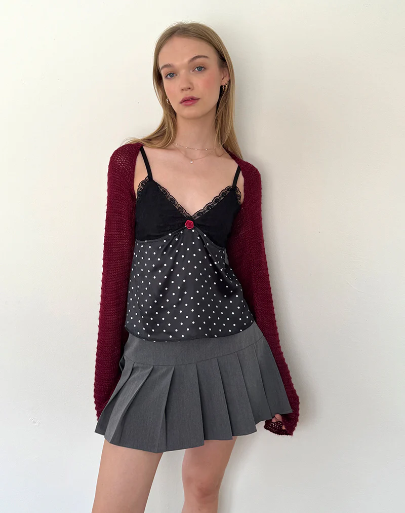 Dalinda Cami Top in Black Polka Dot Satin - Image 2