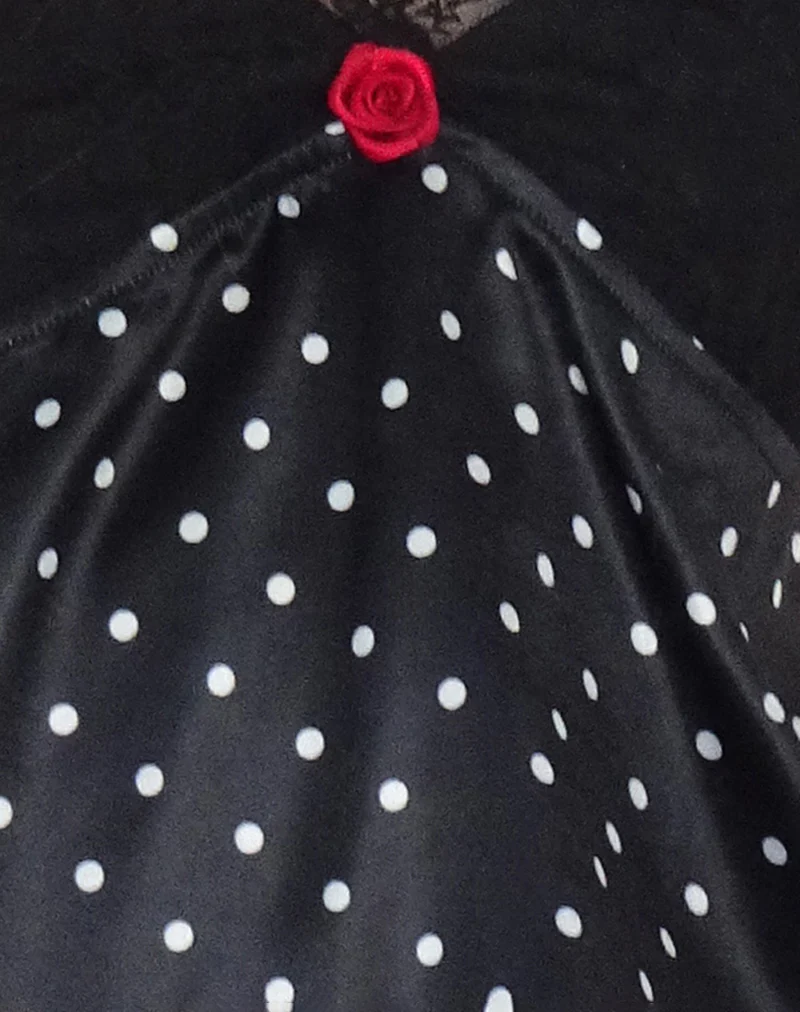 Dalinda Cami Top in Black Polka Dot Satin - Image 6