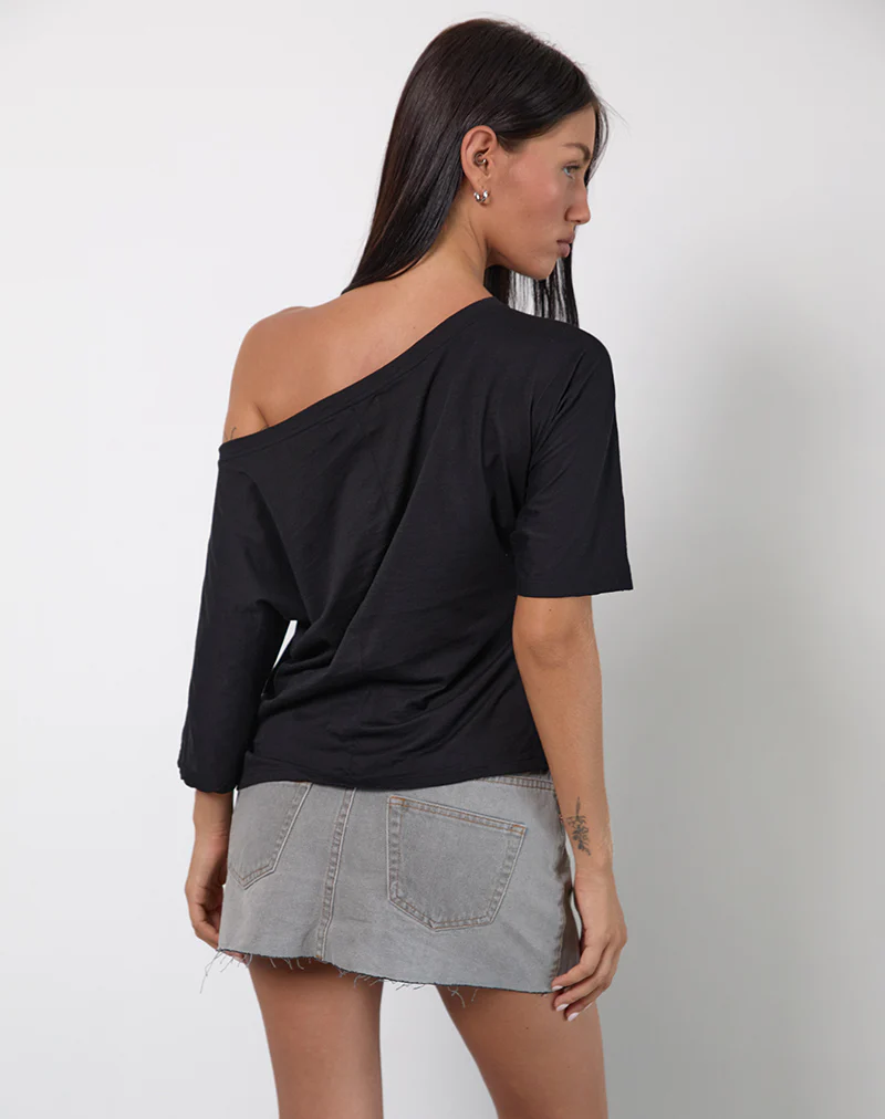 Daman Off-The-Shoulder Basic Top in Black - Image 3